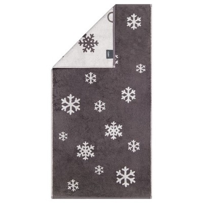 Cawö Handtücher WINTER EDITION Schneekristalle 6270 basalt/platin - 77 Grau