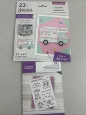 NEW Crafters Companion Create A Card Die And Stamp Set Busy Camping