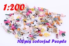 1 Set of 100 Painted People Figures Model Z Scale Train 1:200 For Building Layou