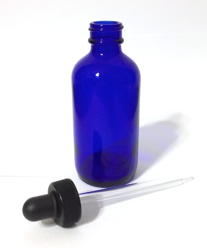 NEW Boston Round Cobalt Blue Glass Bottle with Dropper 1/2,1,2,4 Oz half ounce - Picture 4 of 5