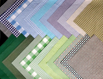 10'' X 10'' SQUARES Check Gingham Squares Cotton& blend Fabric (22 Prints, 2 each)