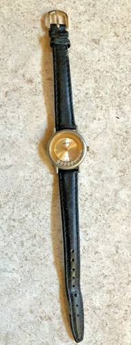 Ladies Watch-it Quartz Watch w/Crystals & Black Leather Band - Very Pretty - Picture 2 of 4