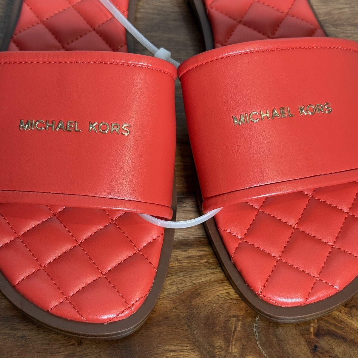 Slide Sandal Michael Kors Sandals Orange Leather Sandal Red