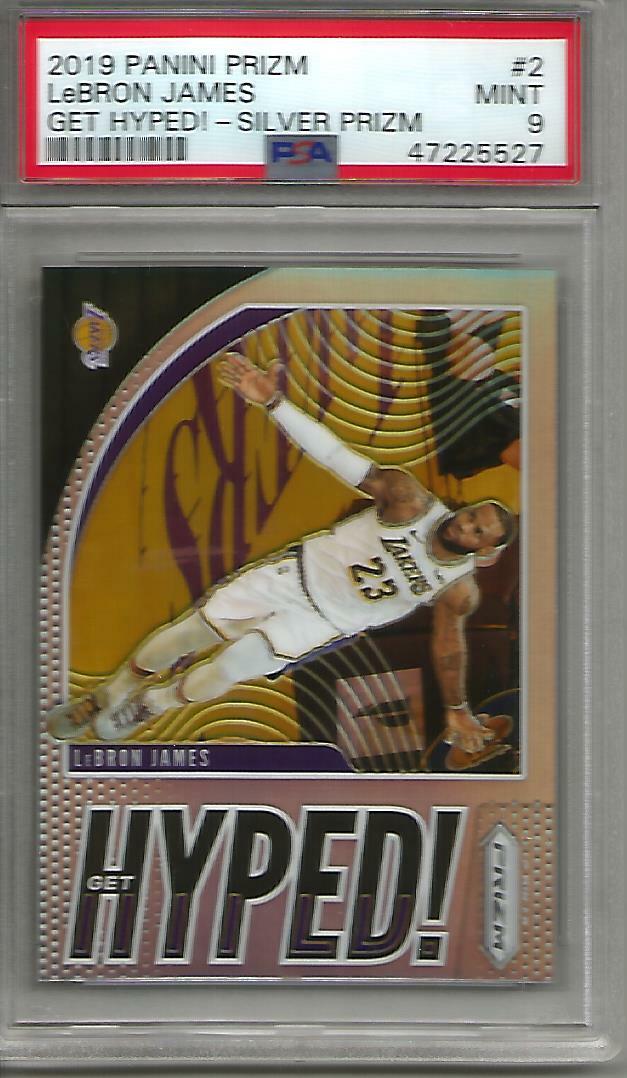 LeBron James 19/20 Panini Prizm Get Hyped! Silver Prizm PSA 9 Mint