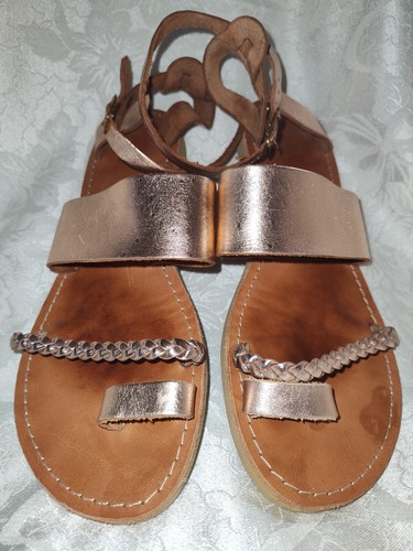 Triskelion griechische Lederkunst Sandale Kupfer Riemchensandalen Damengröße 9 - Bild 4 von 11