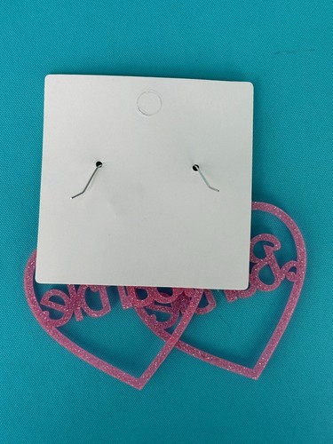 Barbie Heart Glitter Drop Earrings - Acrylic - Picture 3 of 5