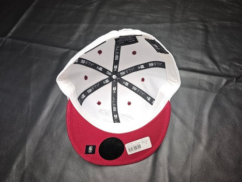 Cleveland Cavaliers New Era Fitted Hat Top Word 7 1/2 NBA 59FIFTY White/Gold/Red - Picture 6 of 8