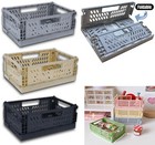 Folding Collapsible Storage Crates Plastic Basket Stacking Kitchen Desk Boxes UK
