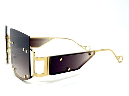 Classic Modern Contemporary RETRO Style SUNGLASSES Unique Funky Gold Metal Frame - Picture 5 of 8