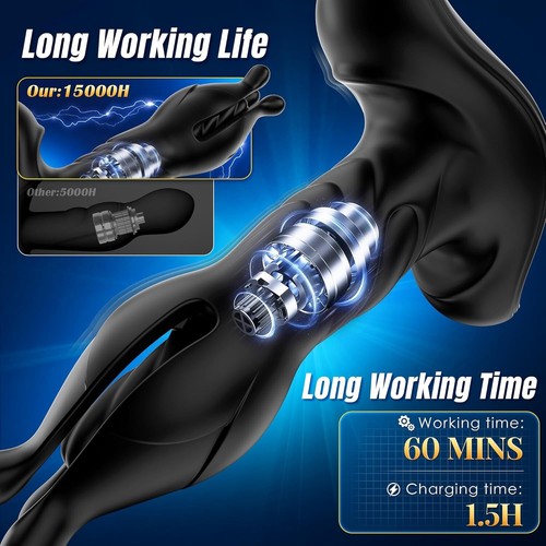 Prostate Massager Anal Toys Plug 9 Tension Shock Flapping Thrusting Vibrating - Picture 9 of 9