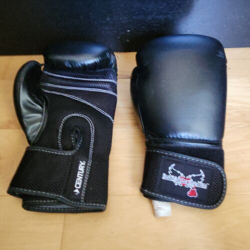 Century Black I Love Kick Boxing Adult 12oz Boxing Gloves Self Defense Free Ship - Picture 1 of 6