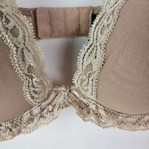 Natori Feathers Contour T-Shirt Plunge Bra Lace Underwire 32C Beige - Picture 4 of 7