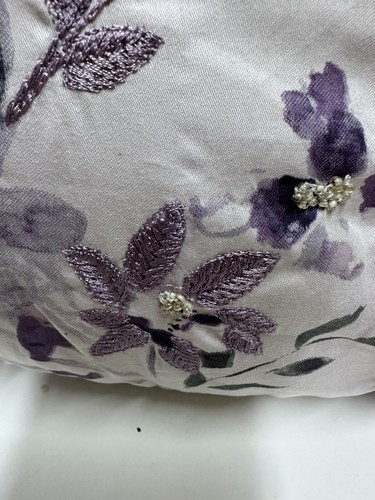 NEXT Mauve Cotton Sateen Printed Embroidered Beaded Peacock Cushion - Picture 6 of 18