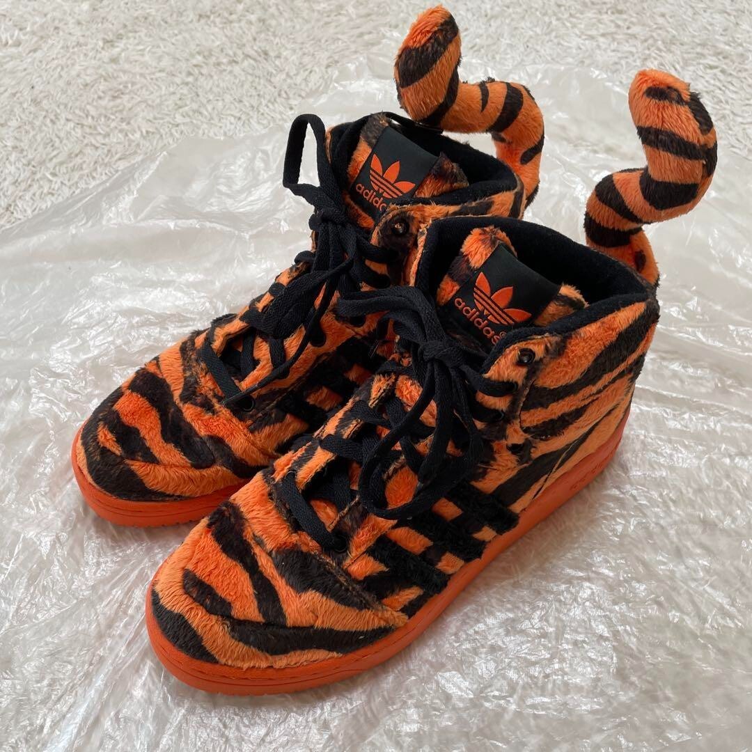 Adidas Jeremy Scott Tiger Mid Sneakers US8 Orange x Black Men's