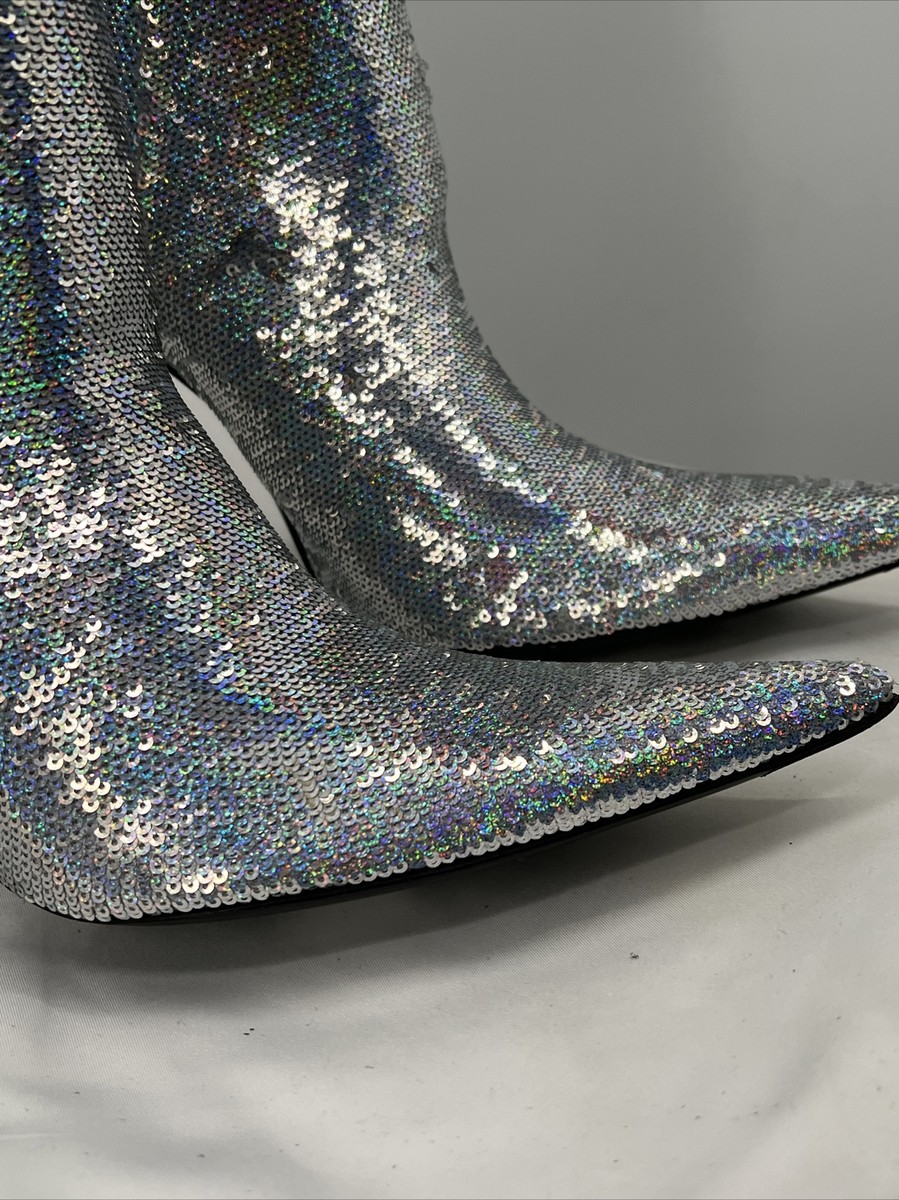 ミドルブーツ BALENCIAGA Women Boots 383692 694379WBDK3 SILVER BALENCIAGA Metallic Calfskin Thigh High Boots 37.5 Silver