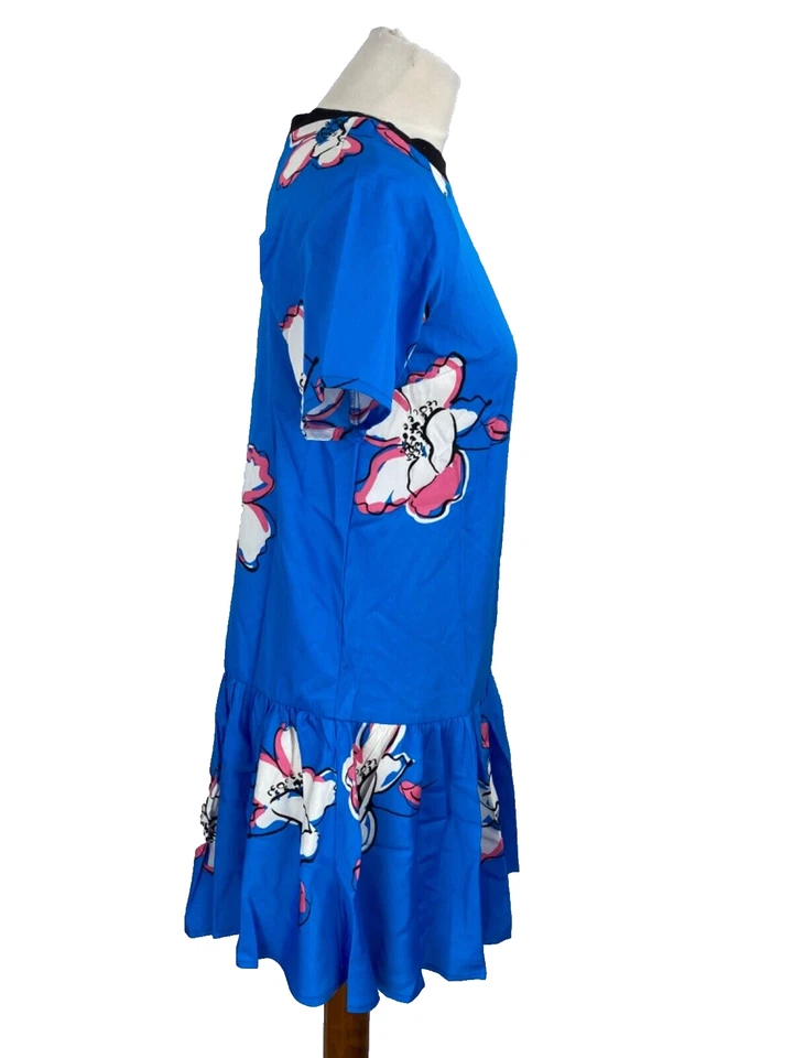 Sommerkleid Shiftkleid Damen Kleid Blusen Stil Gr. 38 M Blau Kurzarm Strand - Bild 3 von 4