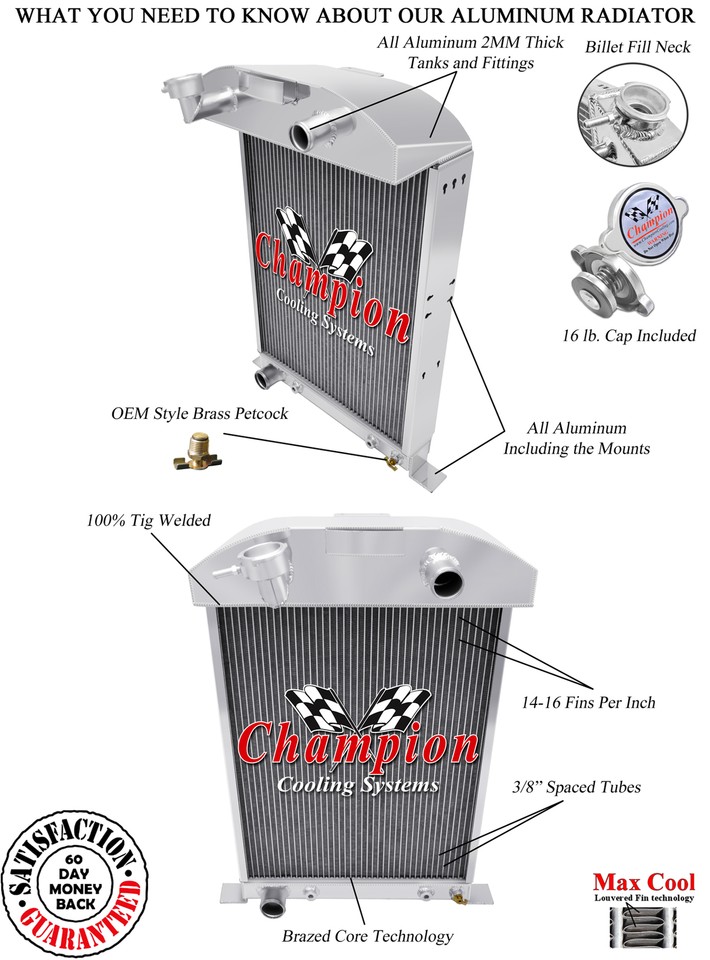BC Champion 3 Row Radiator Ford Configuration-1933 1934 Ford Cars V8 ...