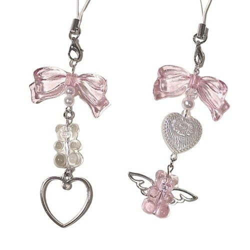 Sweet Bowknot Bear Charm Pendant Chain Hanging Decoration for Keys Bag Purse - 第 3/10 張圖片