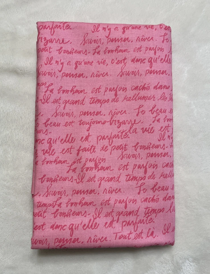 Riley Blake Curiosities Amanda Herring Cotton Quilt Fabric Pink Words 1.25 yards - Image 3 of 3