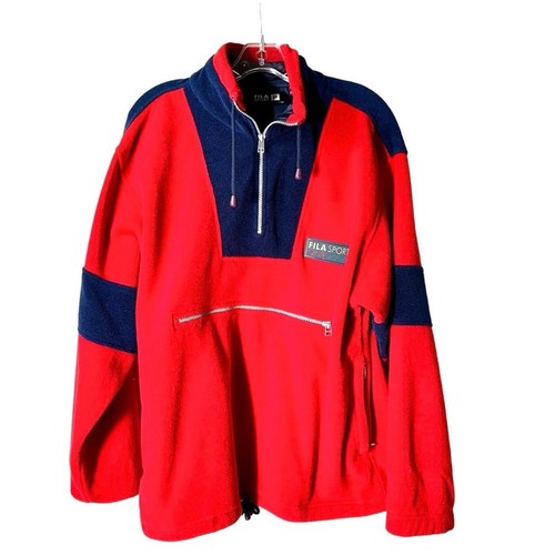 FILA Sport - Fleece Zippered Pullover Shirt - red & navy Sz small (unisex) - Picture 8 of 8