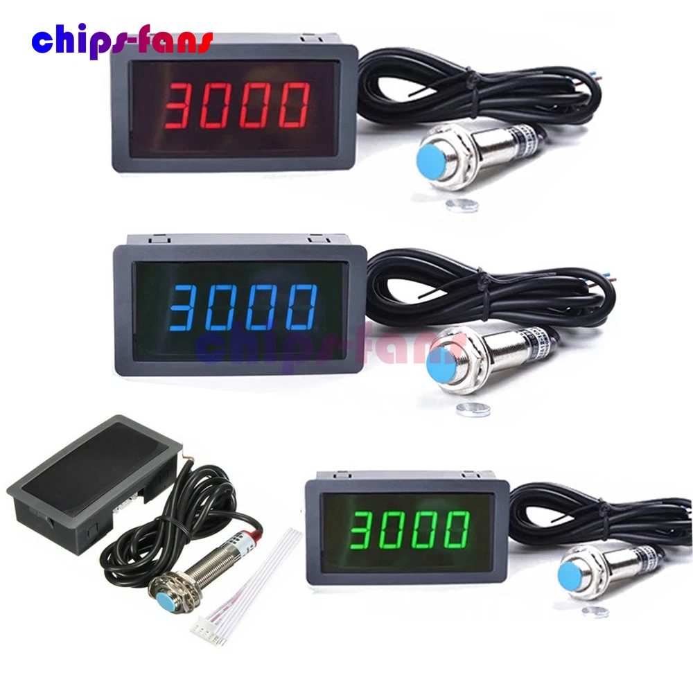 Sensor Interruptor de Proximidad Digital 4 Dígitos 0.56" LED RPM Tacómetro Contador Hall