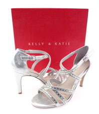 NIB - KELLY & KATIE Women's REEKIE Silver/Rhinestone SANDALS / HEELS - Size: 6.5
