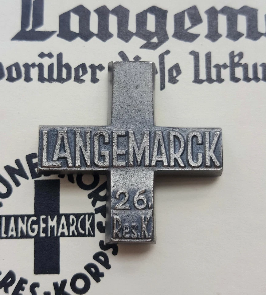 ✚10044✚ German post WW1 grouping Freikorps Langemarck Cross certificate 1934 - Image 2 of 4