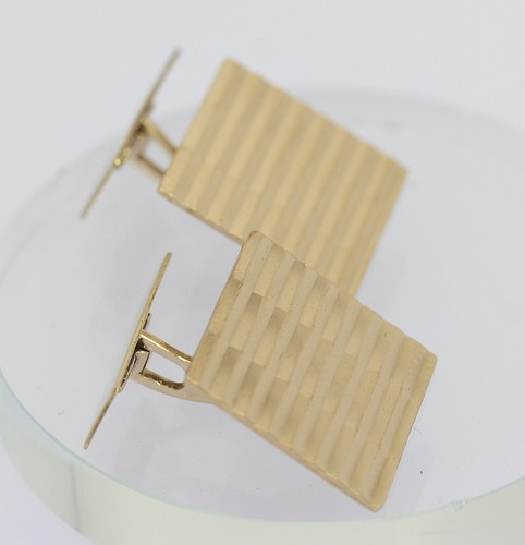 ♦♦ Manschettenknöpfe in 8 kt 8k 333 er Gelb Gold mit Streifen Manschetten Knöpfe - Bild 3 von 9