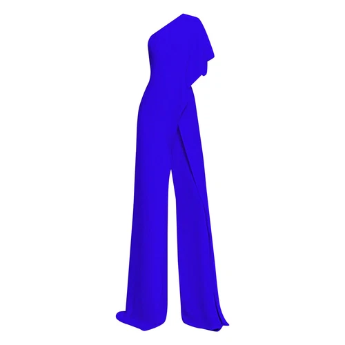Mono de mujer de un hombro sin tirantes asimétrico pantalón largo elegante monos - Imagen 29 de 60