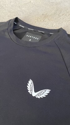 Brandneu mit Etikett Castore langärmeliges Trainingsoberteil T-Shirt Tek schwarz klein