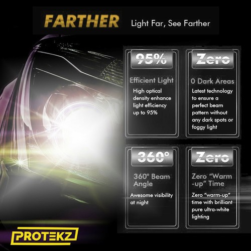 LED For Volvo 240 1990-1993 Headlight Kit 9004 HB1 6000K White Bulbs Hi-Low Beam - Picture 9 of 9