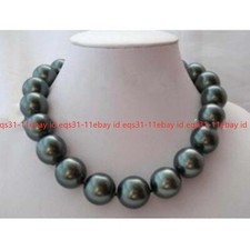 10/12/14/16/18/20mm Black South Sea Shell Pearl Round Beads Necklaces 18''