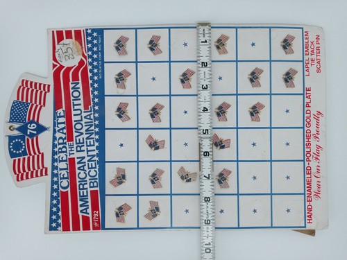 Vintage Pinback Tie Tack Pin Collectible Spirit of 76 1776-1976 USA Flag Hat - Picture 7 of 7