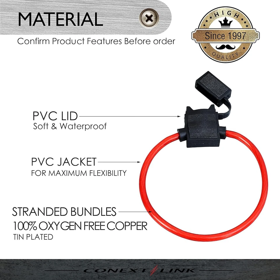 10 Pack 14 Gauge ATC In-Line Blade Fuse Holder 100% OFC Copper Wire - Image 2 of 3