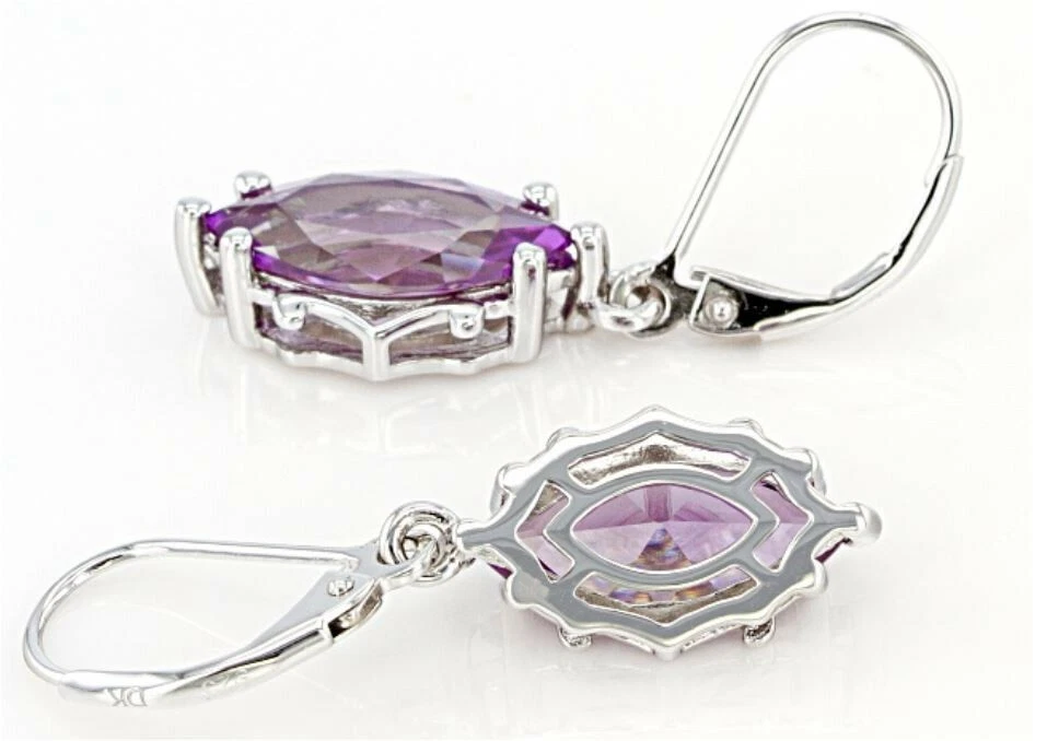 Zafiro-rodio sobre plata esterlina 6,80 ctw marquesa púrpura creado en laboratorio Foto 3 de 3