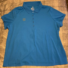 Walmart Womens 3XL XXXL Blue Polo Shirt Uniform Employee Work