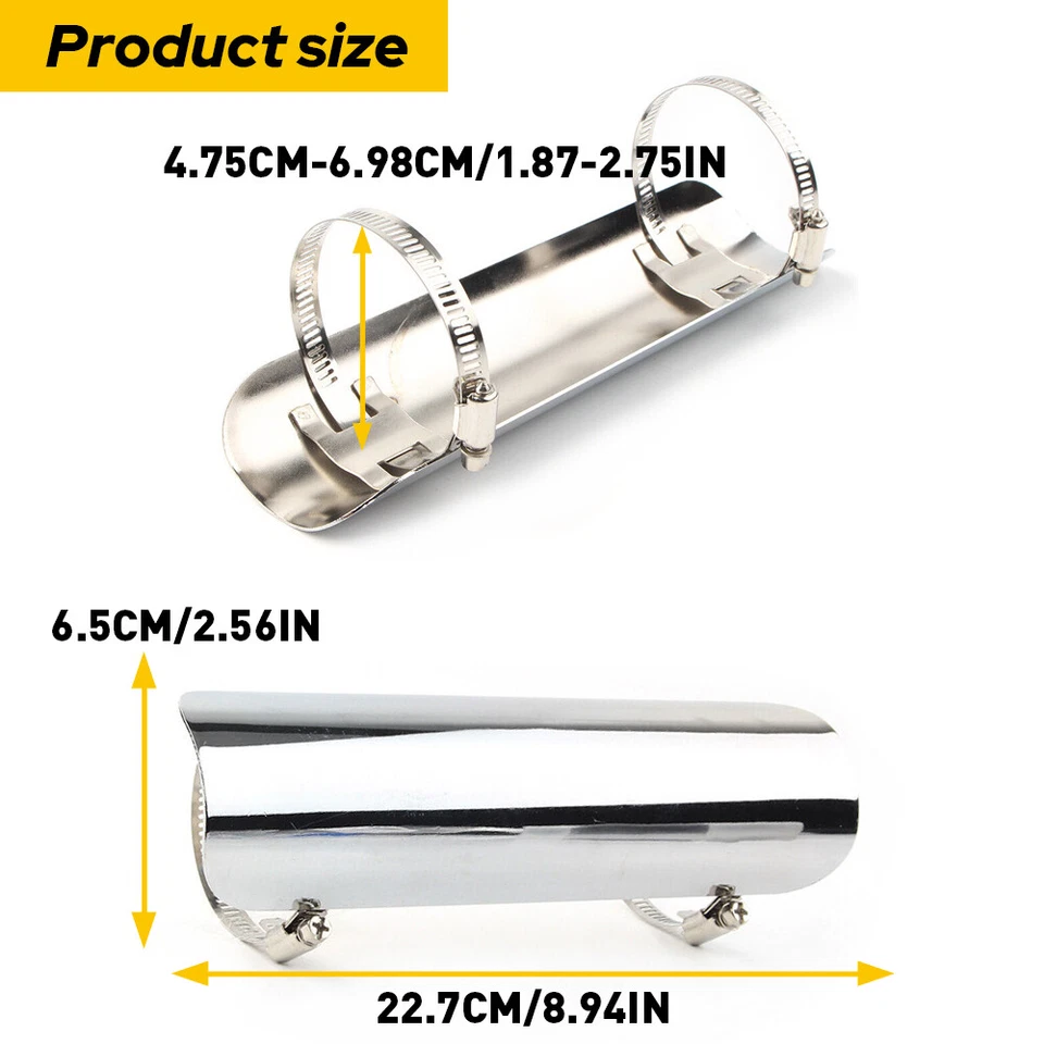 Exhaust Muffler Pipe Heat Shield Cover Heel Guard Chrome Motorcycle Motorbike - Image 4 of 4