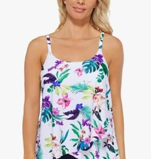 NEW Women's Island Escape Adjustable Tulip Hem Tankini Top Size 18W