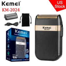 US Kemei KM-2024 Waterproof Electric Shaver Beard Trimmer Razor For Men W/ Bag