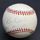 Mookie Wilson Bill Buckner Signed Baseball MLB COA 1986 World Series!