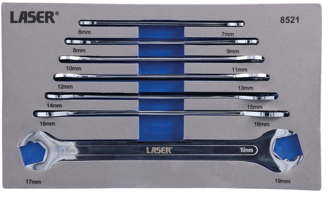 Laser 8521 Ultra Thin Ratcheting Action Spanner Set 7pc