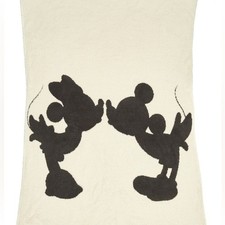 NWT Barefoot Dreams CozyChic Classic Mickey Minnie Throw Cream/Carbon 54 x 72