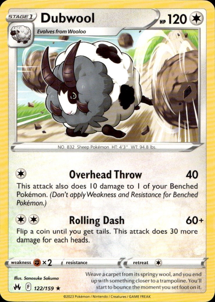 Dubwool 122/159 Rare Crown Zenith Pokemon Near Mint