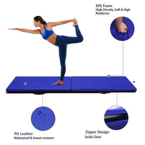 Costway 6'x2' Yoga Mat Folding Exercise Aerobics Stretch Gymnastic w/Handle - 第 5/6 張圖片