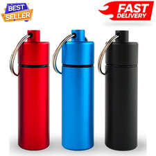 Keychain Medicine Pill Box Case Bottle Holder Waterproof Metal Container - 3 Pcs