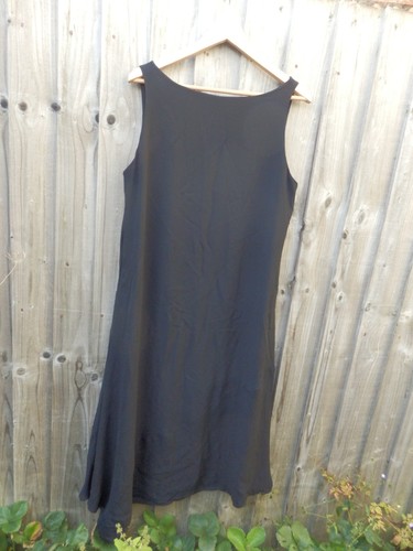 Eileen Fisher Pure Silk Black Dress L Large / 16 - Picture 3 of 4