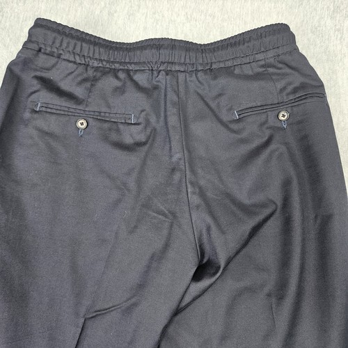 Isaia Pants 50R (32x27) Iconico Drawstring Trousers Wool Blend Italy Dark Blue - Picture 13 of 19