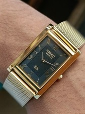 VINTAGE SEIKO SLIM QUARTZ BLACK DIAL JAPAN MEN'S WORKING DRESS WATCH