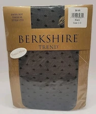Berkshire Trend Swiss Dot Thigh Hi Black Size C-D H 5'5"-5'10" W 130#-165# New