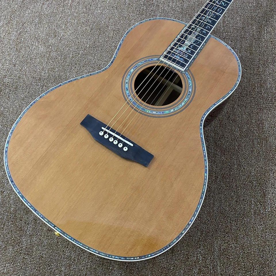 Классическая акустическая гитара 00045 инкрустация абалоном верх из цельной ели черное дерево лад - Изображение 4 из 4